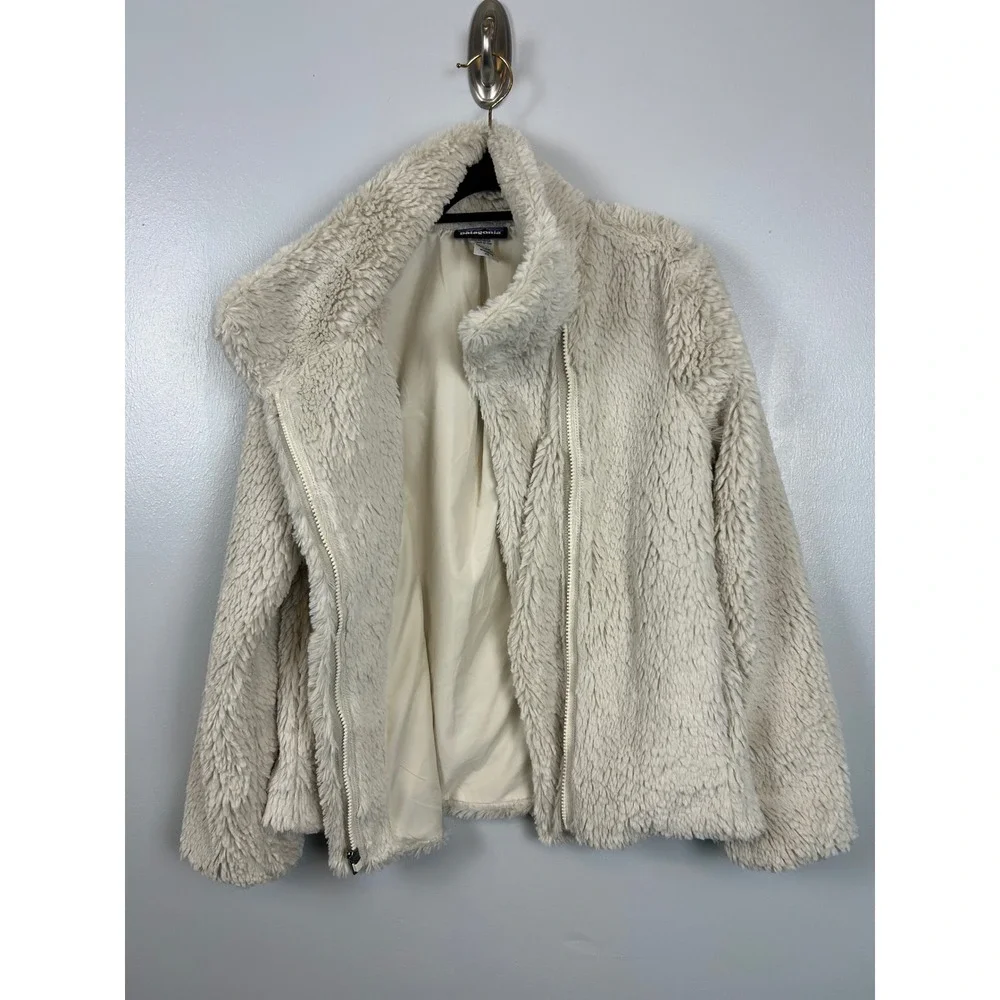 Patagonia W's Pelage Fleece Zip Up Jacket Linen Cream‎ XS Faux Fur Cozy Warm